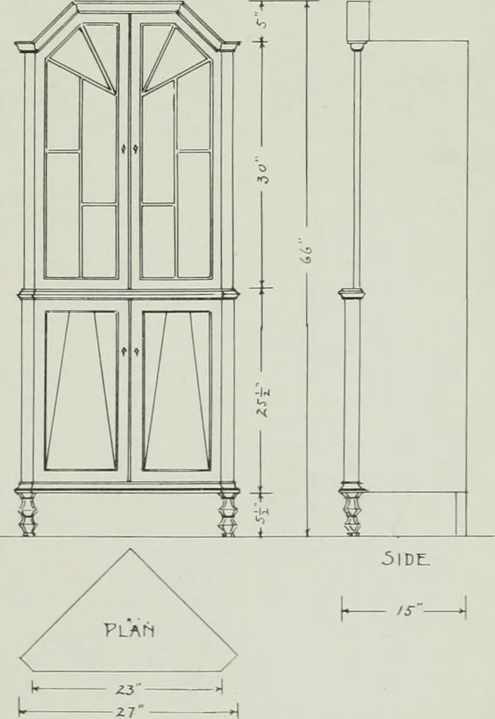 An illustration from Furniture for to-day and to-morrow, with details, scale drawings, and pen and ink sketches, 1900, leaf 47