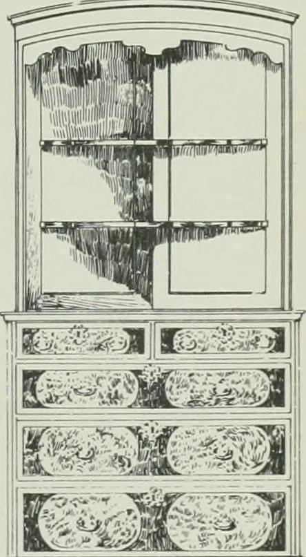 An illustration from Furniture for to-day and to-morrow, with details, scale drawings, and pen and ink sketches, 1900, leaf 49