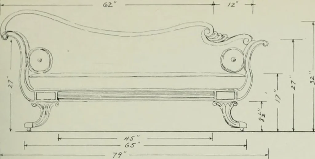 An illustration from Furniture for to-day and to-morrow, with details, scale drawings, and pen and ink sketches, 1900, leaf 57