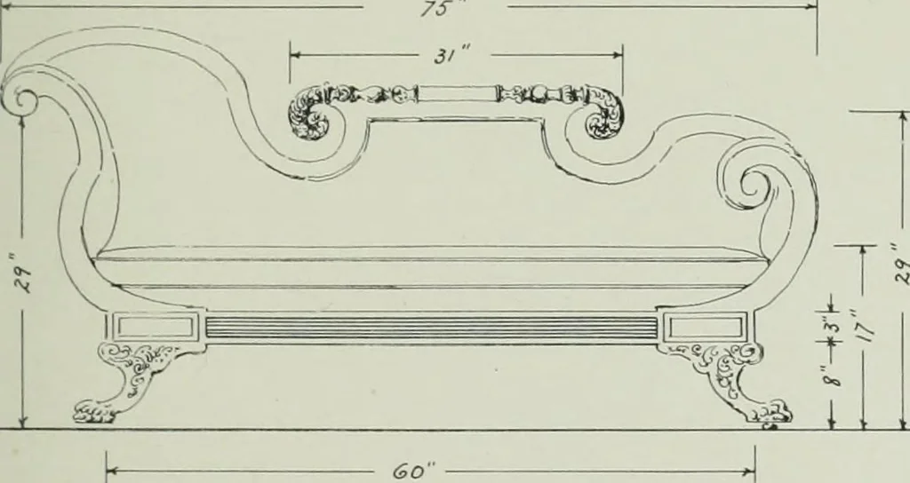 An illustration from Furniture for to-day and to-morrow, with details, scale drawings, and pen and ink sketches, 1900, leaf 57