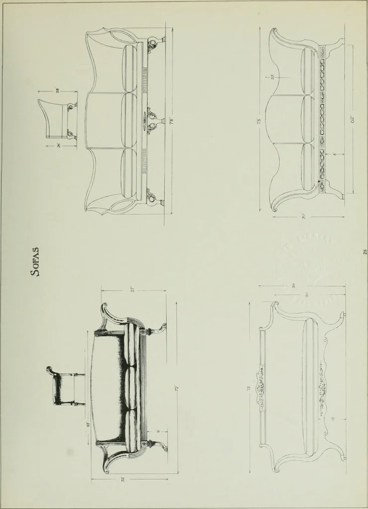An illustration from Furniture for to-day and to-morrow, with details, scale drawings, and pen and ink sketches, 1900, leaf 59