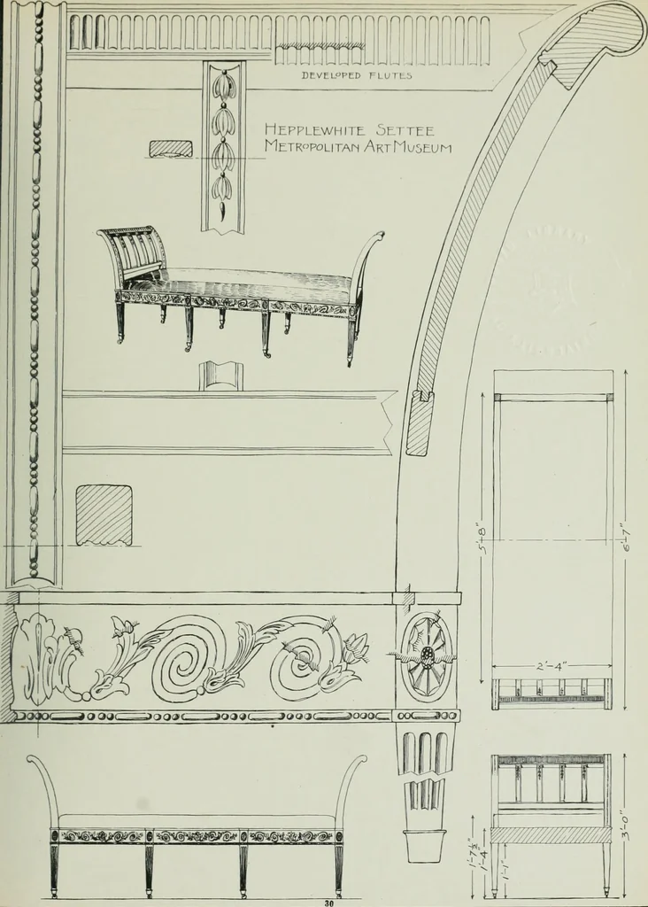 An illustration from Furniture for to-day and to-morrow, with details, scale drawings, and pen and ink sketches, 1900, leaf 63