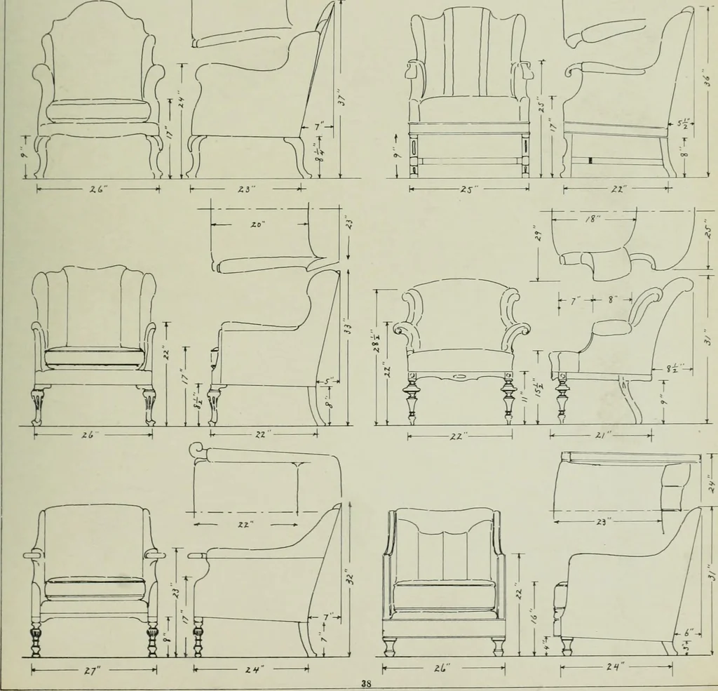 An illustration from Furniture for to-day and to-morrow, with details, scale drawings, and pen and ink sketches, 1900, leaf 79