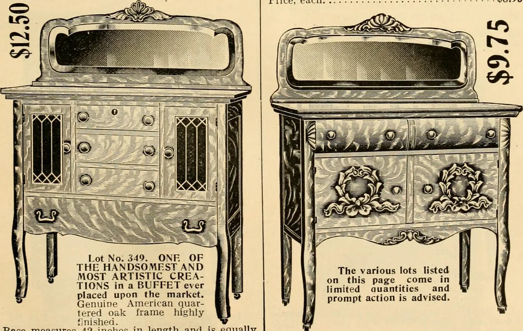 An illustration from Furniture including everything for the home, office and hotel., 1908, leaf 144