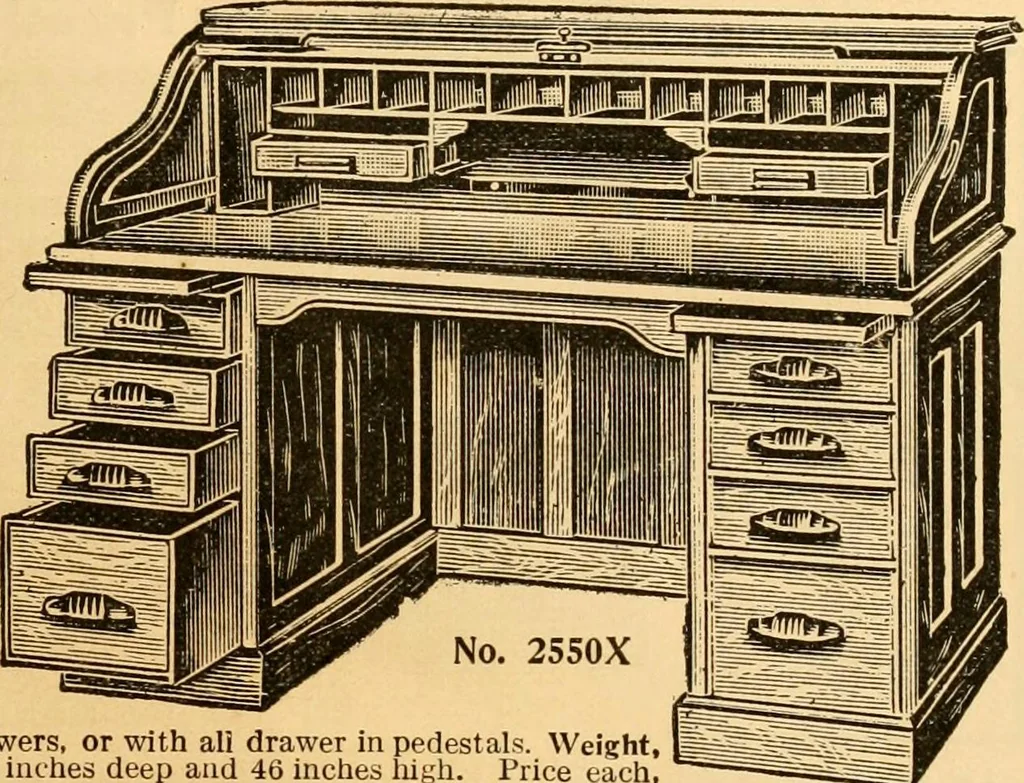 An illustration from Furniture including everything for the home, office and hotel., 1908, leaf 212