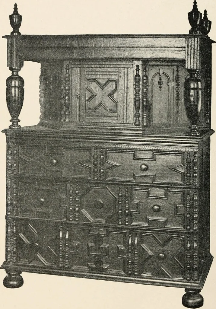 An illustration from Furniture of the olden time, 1902, leaf 106
