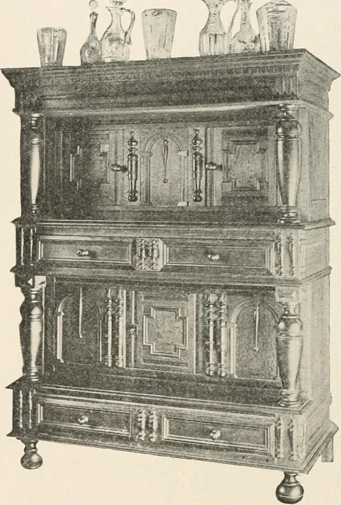 An illustration from Furniture of the olden time, 1902, leaf 108
