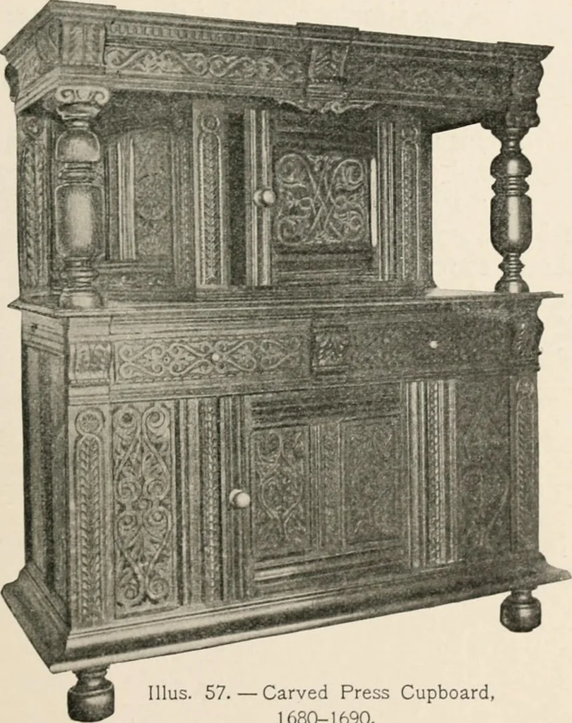 An illustration from Furniture of the olden time, 1902, leaf 109