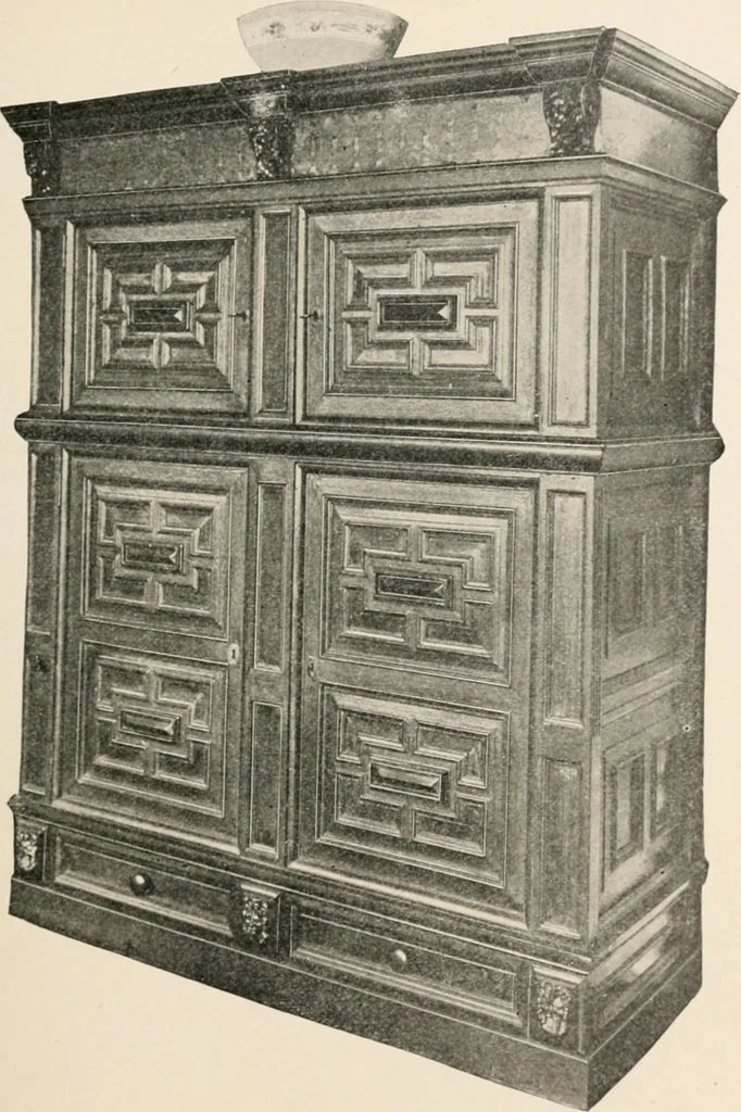 An illustration from Furniture of the olden time, 1902, leaf 113