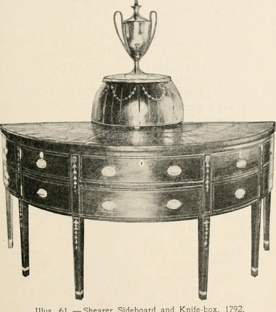 An illustration from Furniture of the olden time, 1902, leaf 117