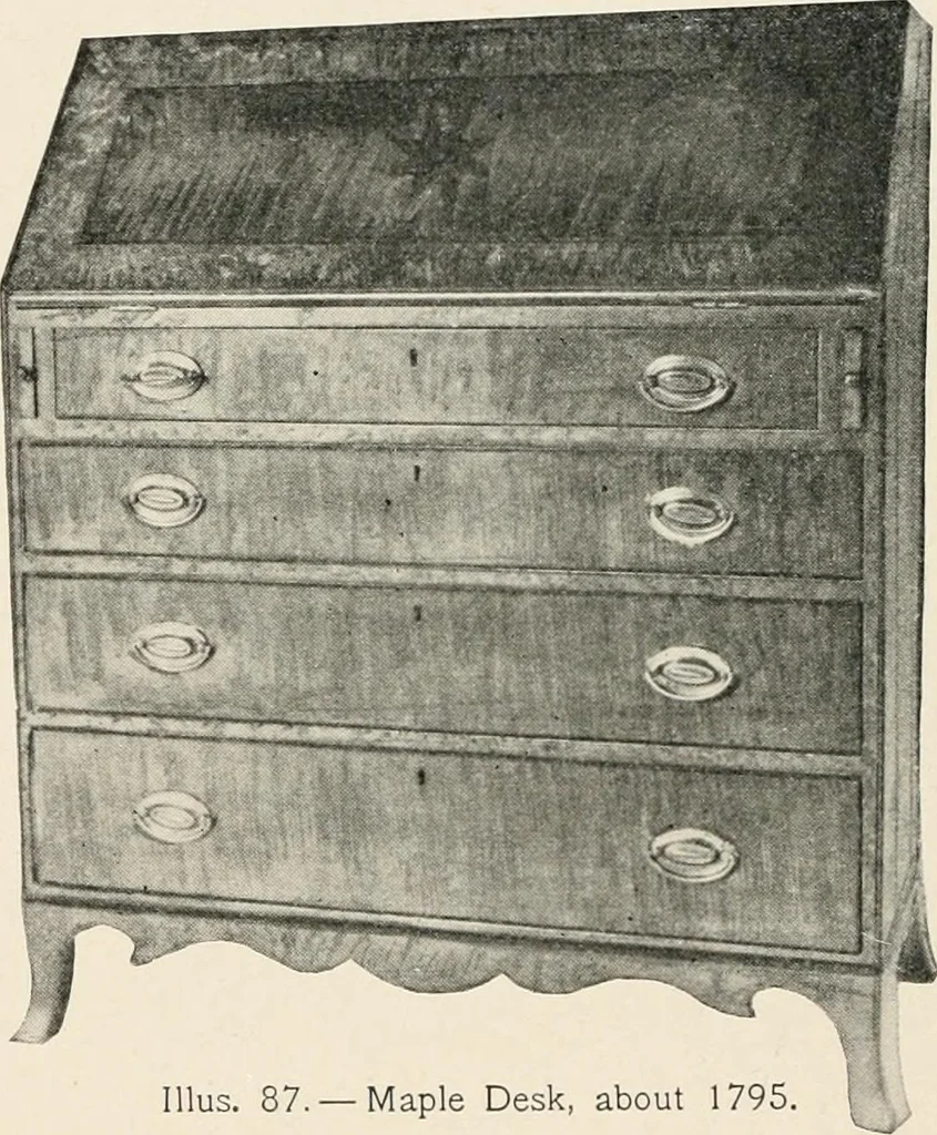 An illustration from Furniture of the olden time, 1902, leaf 156