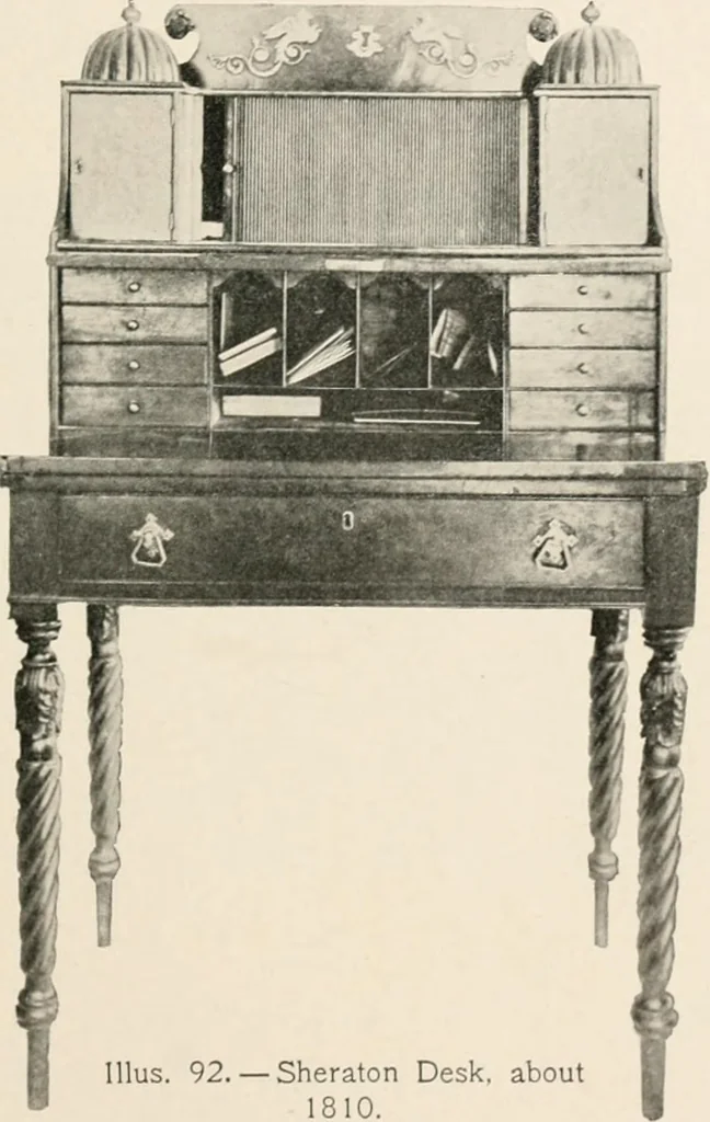 An illustration from Furniture of the olden time, 1902, leaf 163