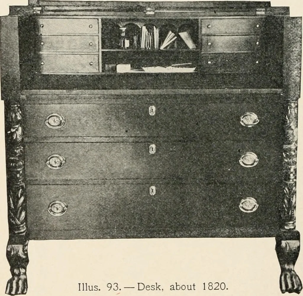 An illustration from Furniture of the olden time, 1902, leaf 164