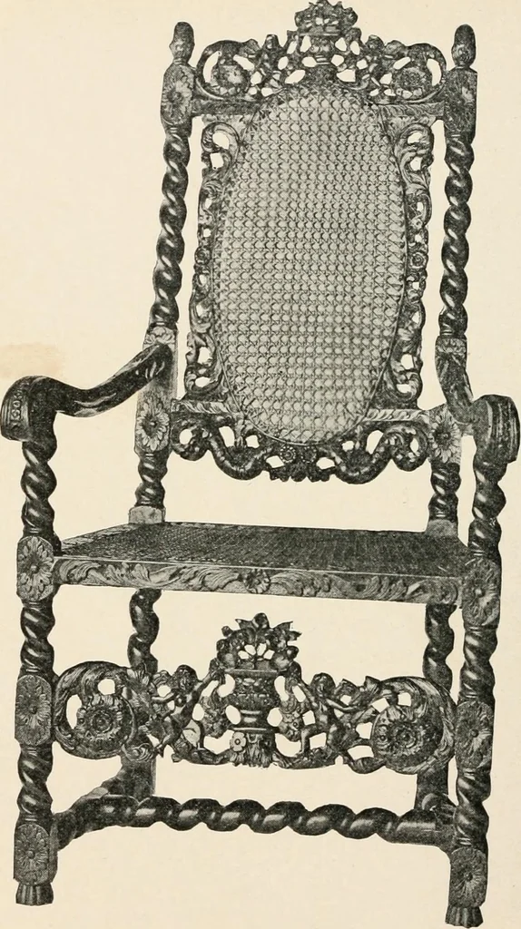 An illustration from Furniture of the olden time, 1902, leaf 176