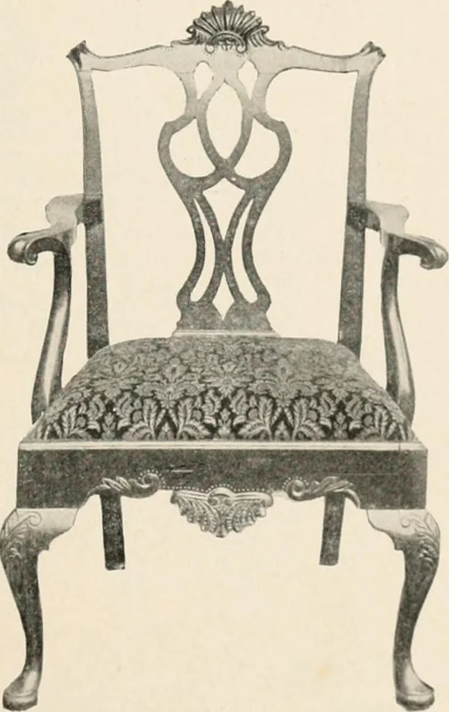 An illustration from Furniture of the olden time, 1902, leaf 199