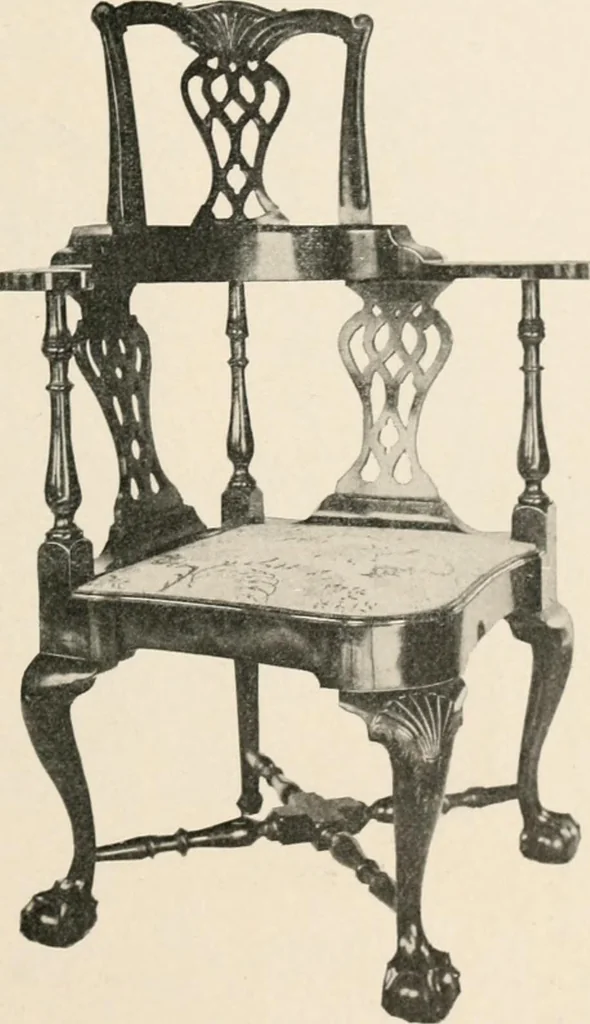 An illustration from Furniture of the olden time, 1902, leaf 201