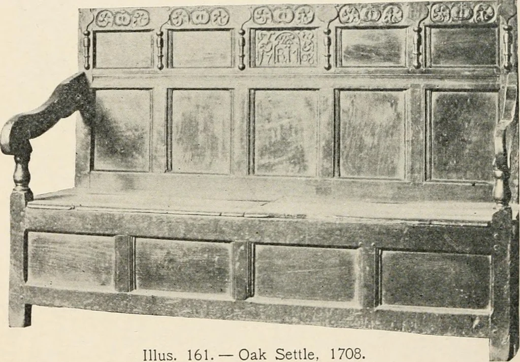 An illustration from Furniture of the olden time, 1902, leaf 220