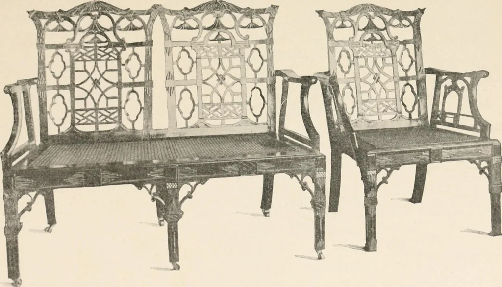 An illustration from Furniture of the olden time, 1902, leaf 227