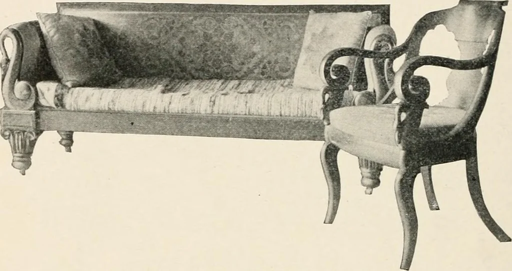 An illustration from Furniture of the olden time, 1902, leaf 240
