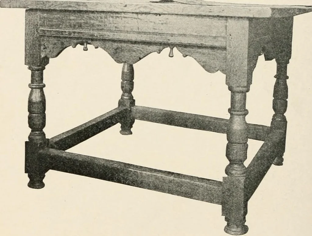 An illustration from Furniture of the olden time, 1902, leaf 244