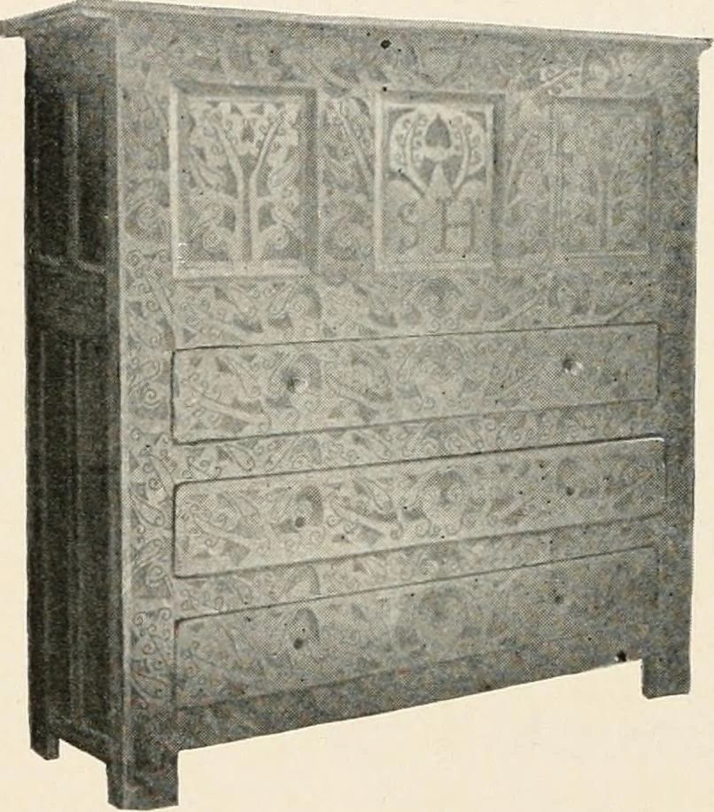An illustration from Furniture of the olden time, 1902, leaf 44
