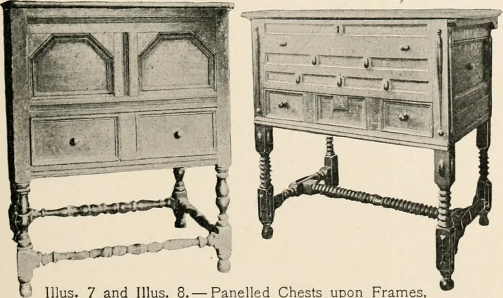 An illustration from Furniture of the olden time, 1902, leaf 45