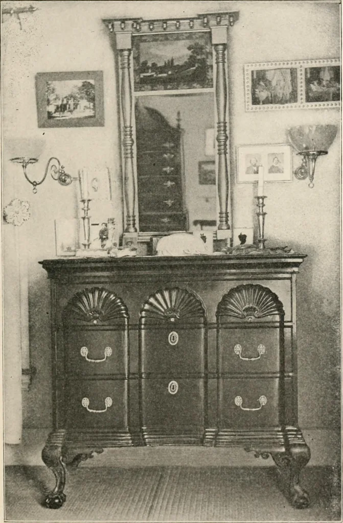 An illustration from Furniture of the olden time, 1902, leaf 69
