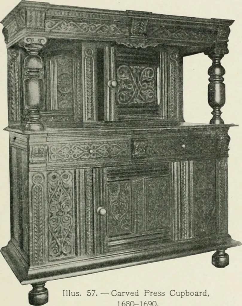 An illustration from Furniture of the olden time, 1902, leaf 107