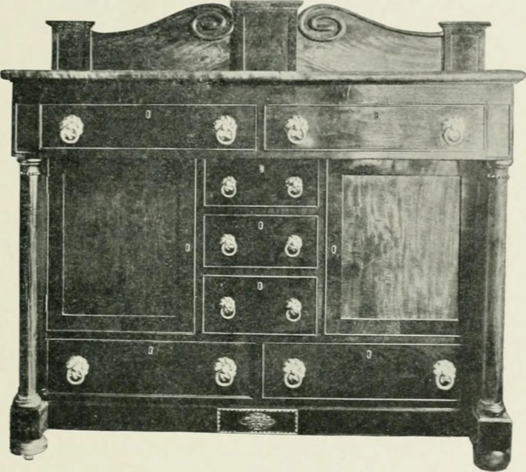 An illustration from Furniture of the olden time, 1902, leaf 129