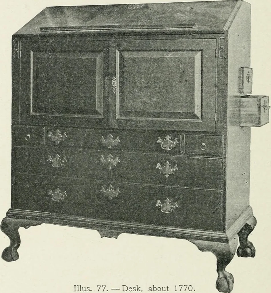 An illustration from Furniture of the olden time, 1902, leaf 138