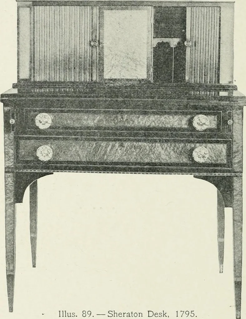 An illustration from Furniture of the olden time, 1902, leaf 158