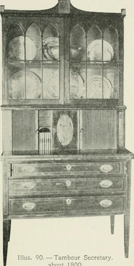 An illustration from Furniture of the olden time, 1902, leaf 159