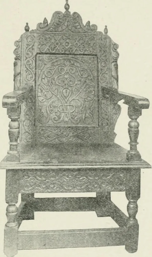 An illustration from Furniture of the olden time, 1902, leaf 167