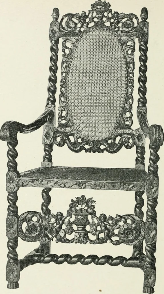 An illustration from Furniture of the olden time, 1902, leaf 174