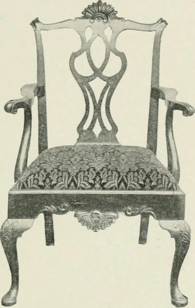 An illustration from Furniture of the olden time, 1902, leaf 197
