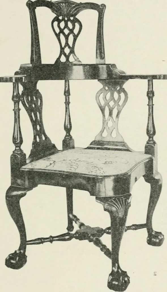 An illustration from Furniture of the olden time, 1902, leaf 199