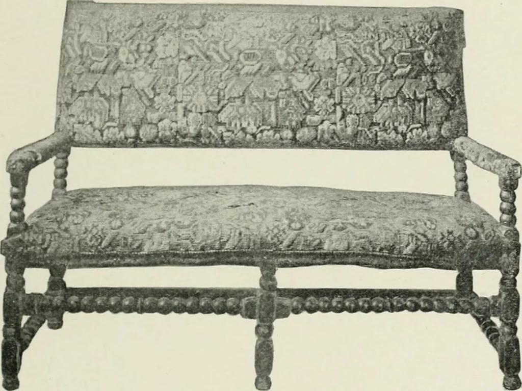 An illustration from Furniture of the olden time, 1902, leaf 219