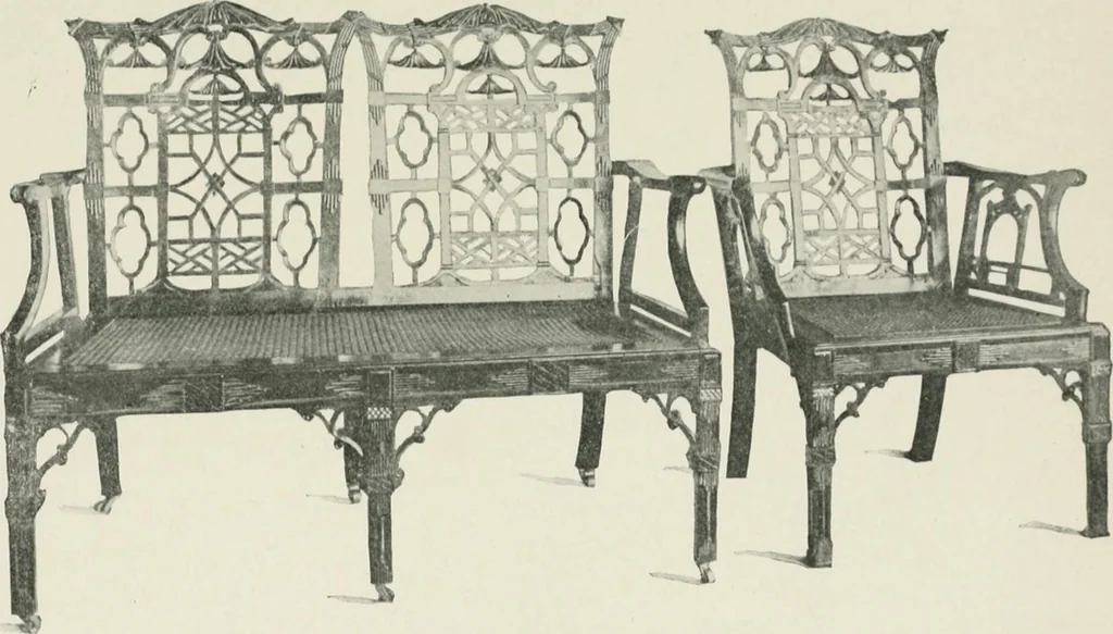 An illustration from Furniture of the olden time, 1902, leaf 225