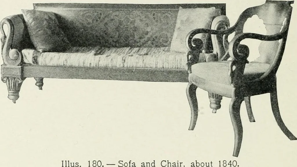 An illustration from Furniture of the olden time, 1902, leaf 238