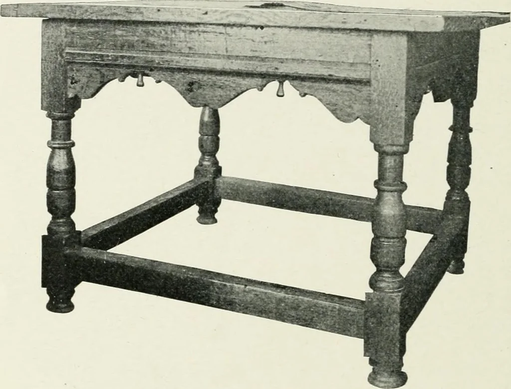 An illustration from Furniture of the olden time, 1902, leaf 242