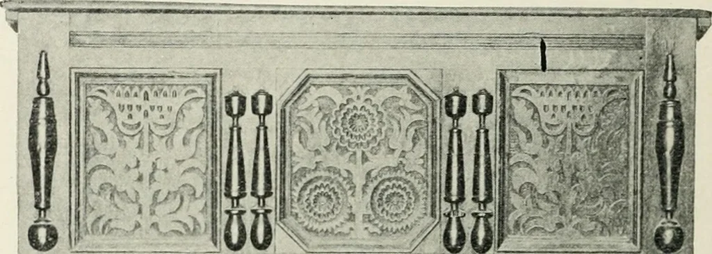 An illustration from Furniture of the olden time, 1902, leaf 40