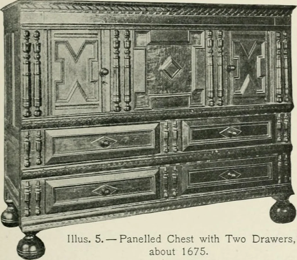An illustration from Furniture of the olden time, 1902, leaf 41
