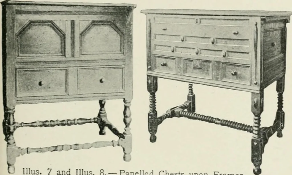 An illustration from Furniture of the olden time, 1902, leaf 43