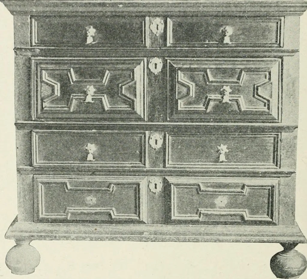 An illustration from Furniture of the olden time, 1902, leaf 44