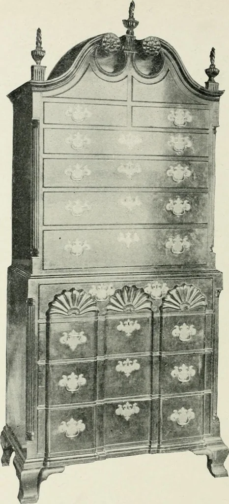 An illustration from Furniture of the olden time, 1902, leaf 56
