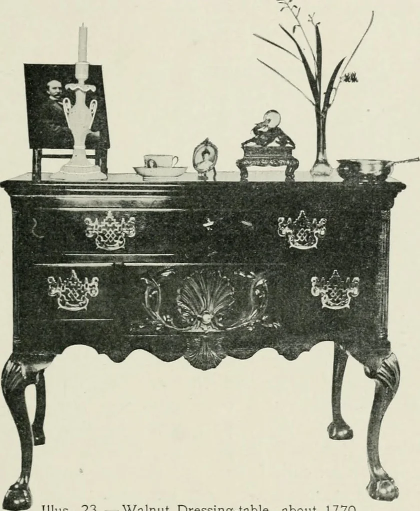 An illustration from Furniture of the olden time, 1902, leaf 63
