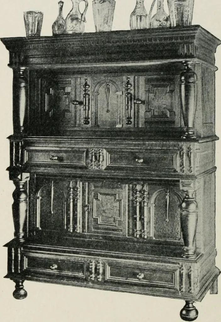 An illustration from Furniture of the olden time, 1913, leaf 105