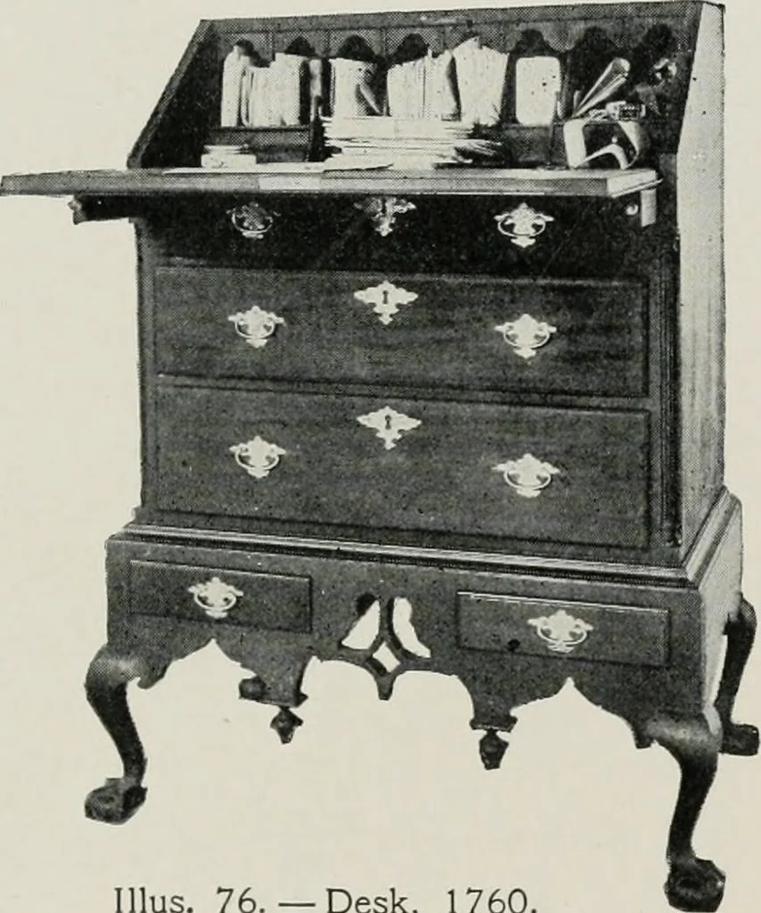 An illustration from Furniture of the olden time, 1913, leaf 136