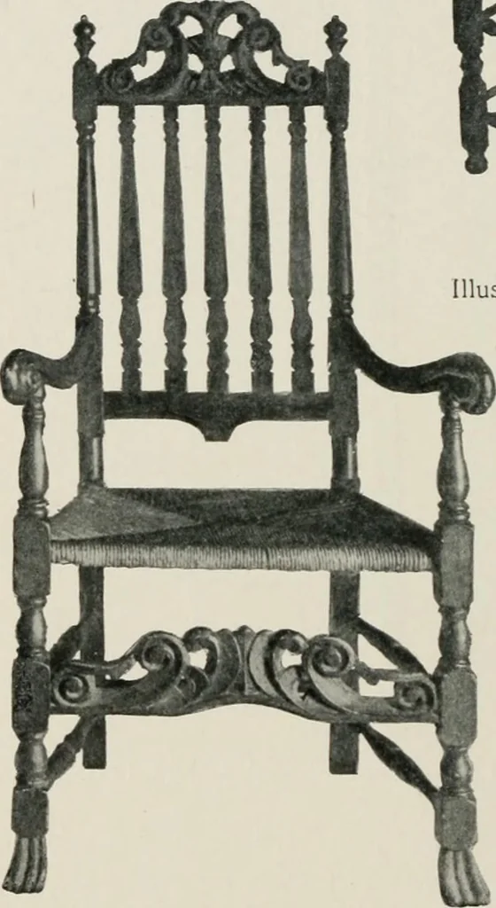 An illustration from Furniture of the olden time, 1913, leaf 177