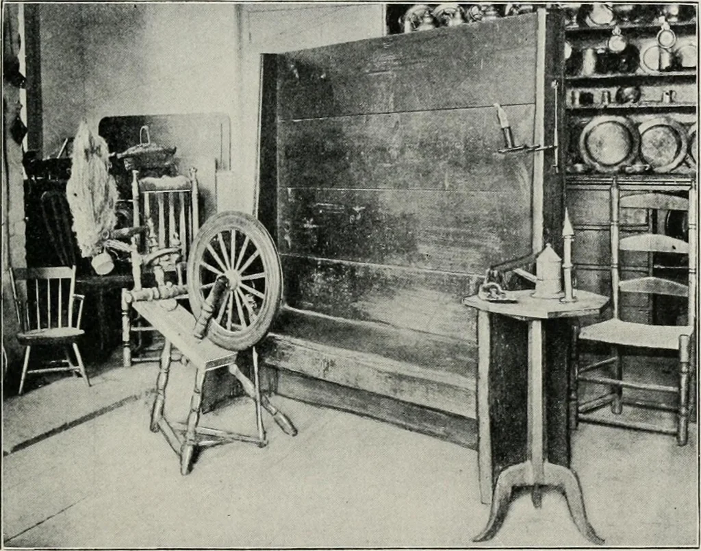 An illustration from Furniture of the olden time, 1913, leaf 216